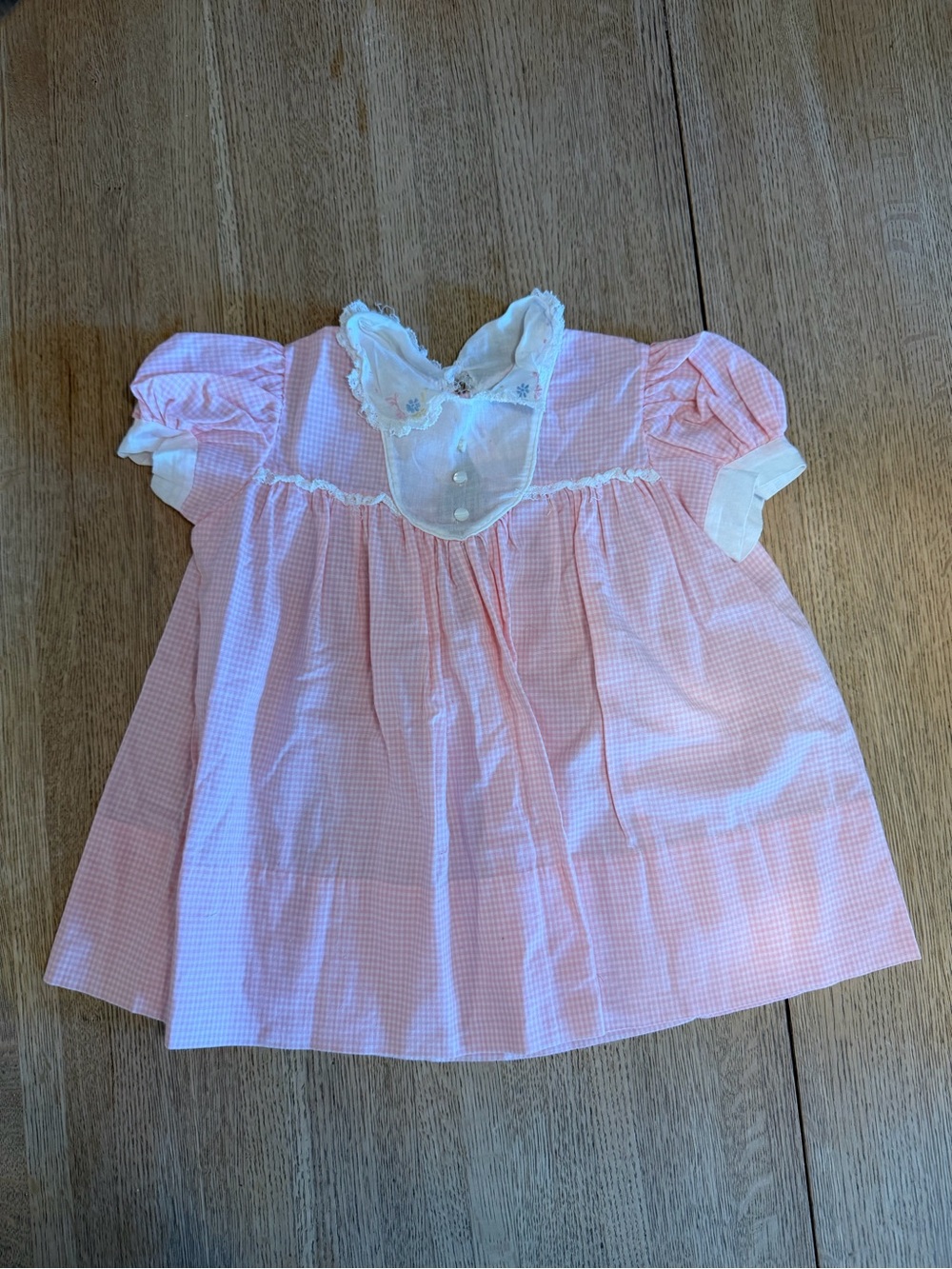 vintage handmade pink gingham baby dress